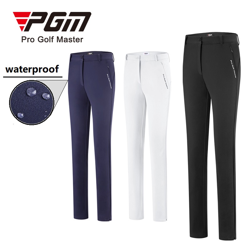 PGM GOLF กางเกงกอล์ฟสตรี ไซส์ XS-XL กันน้ำ เอวกลาง ผ้ายืดแห้งเร็ว ทรงตรง กระเป๋าซิปดีไซน์ KUZ127