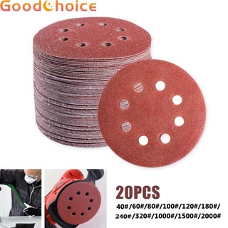 【Good】20pcs 5 Inch 125mm Round Sandpaper/8 Hole/Sanding Discs Hook &amp; Loop Grit 40-2000【Ready Stock】