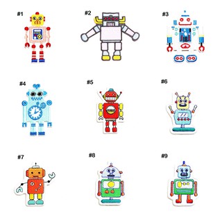 ตัวรีดติดเสื้อ หุ่นยนต์กระป๋อง หุ่นยนต์ ของเล่น Tin Robot Toy WOP Patch งานปัก ตัวรีด ติดเสื้อ อาร์ม เด็ก ตลก น่ารัก สวย