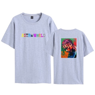 เสื้อยืดแขนสั้น พิมพ์ลาย Travisscotts ASTROWORLD เข้ากับทุกการแต่งกาย สําหรับผู้ชาย และผู้หญิงSize S-5XL