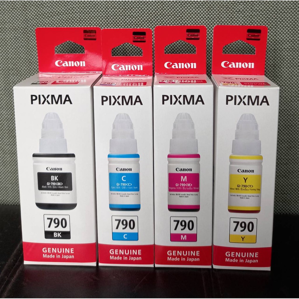 CANON  Gl-790 4สี BK,C,Y,M ของแท้ศูนย์ มีกล่องของใหม่ คุณภาพ100%จัดแพ็ค4ขวด4สี