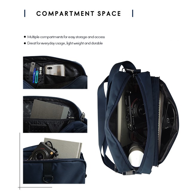 ELLE Travel Bags Series100%Recycled Nylon Mipan Regan กระเป๋าสะพายข้างแนวนอน น้ำหนักเบาและทนทาน #Item83513