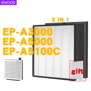 GWOOD แผ่นกรองอากาศ สำหรับเครื่องฟอกอากาศ Hitachi Air Purifier EP-A3000 EP-A5000 EP-A5100C EP-NZ50J EPF-CX40F