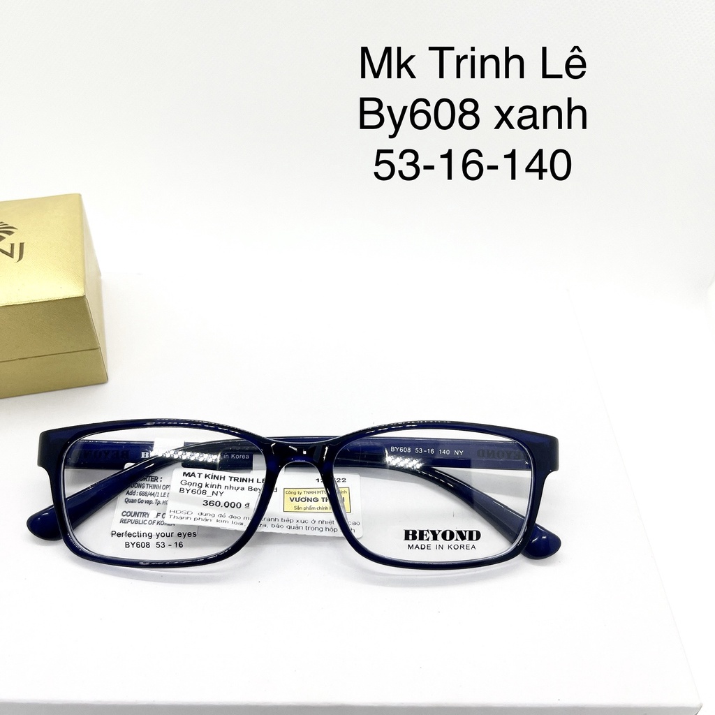 กรอบแว่นตาพลาสติก TR90 By608 ทรงสี่เหลี่ยมเกาหลี แดง ดํา น้ําเงิน - แว่น Trinh Le