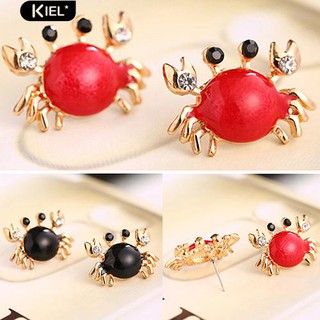 Kiel ปูทะเล Rhinestones Ear Studs เครื่องประดับอัญมณีทองคำขาว