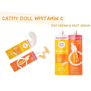 Cathy Doll ✨ เซรั่มวิทซี(ครีมซองเคที่ดอลล์)ไวท์ทามินซีเดย์ครีมแอนด์ไวท์ทามินซีสปอทเซรั่ม ขนาด 6ml + 6ml ของแท้💯ค่าส่งถูก