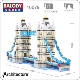 ตัวต่อนาโน ตัวต่อสะสม สถาปัตยกรรม London bridge Balody 16079 จำนวนตัวต่อ 3600 ชิ้น