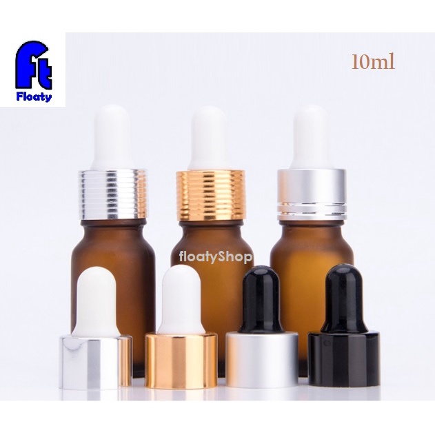 10ml ขวดแก้ว สีชาขุ่น สำหรับใส่ของเหลว น้ำยา น้ำมัน เซรั่ม ดรอปเปอร์