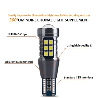 หลอดไฟเลี้ยว LED T15 3030 27SMD แบบเปลี่ยน สําหรับรถยนต์ และรถจักรยานยนต์ 2 ชิ้น