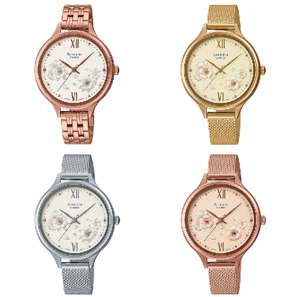 Casio Sheen นาฬิกาข้อมือผู้หญิง สายสแตนเลส รุ่น SHE-4551 (SHE-4551GM-9A,SHE-4551M-7A,SHE-4551PG-7A,SHE-4551PGM-4A)