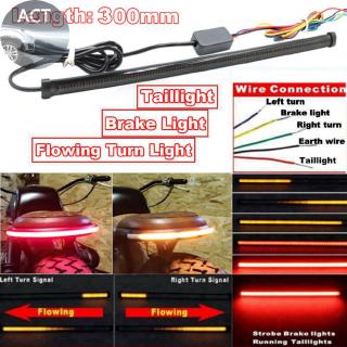 1x 30cm LED Motorcycle Tail Light Flowing Turn Signal Brake Stop Lamp Strip