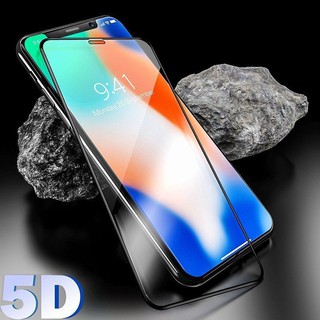 5D iPhone X XR XS XSMAX 7P/8P 6/6S Plus ฟิล์มกระจกเต็มจอ ขอบสี accessories ฟิล์มกระจกเต็มจอ film