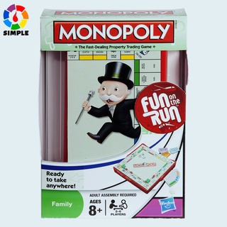 MONOPOLY GRAB AND GO Portable 2-Player Game Fun Travel Game for Children Aged 8 and Up