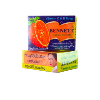 สบู่วิตามิน อี เบนเนท สูตรเพิ่มวิตามินซี สบู่ขาว X10 จากธรรมชาติ ก้อนสีส้ม BENNETT