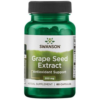 Swanson Grape Seed 200 mg (Standardized 90% Polyphenols) 60 caps สารสกัดจากเมล็ดองุ่น