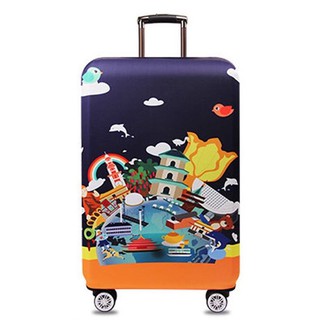 Chu Luggage  ผ้าคลุมกระเป๋าเดินทางลายเมือง  รุ่น058  สีน้ำเงิน