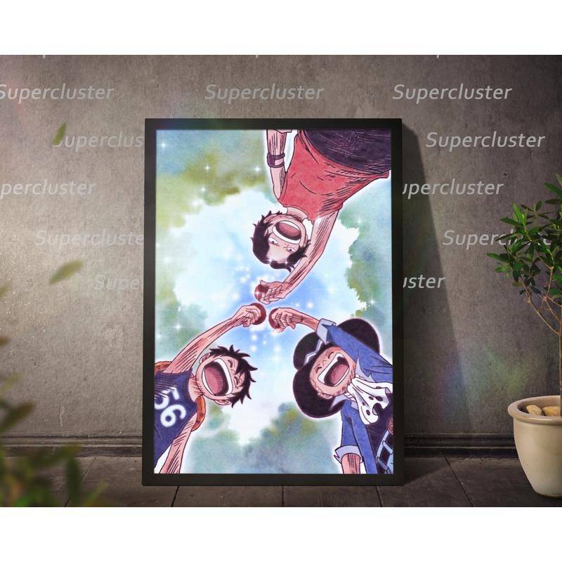 โปสเตอร์ผ้าใบ พิมพ์ลาย One Piece The Three Brothers Luffy Ace Sabo สําหรับตกแต่งบ้าน ราคา ถูกที่สุด ดีลบีเคเค แกลเลอรีภาพที่ 3