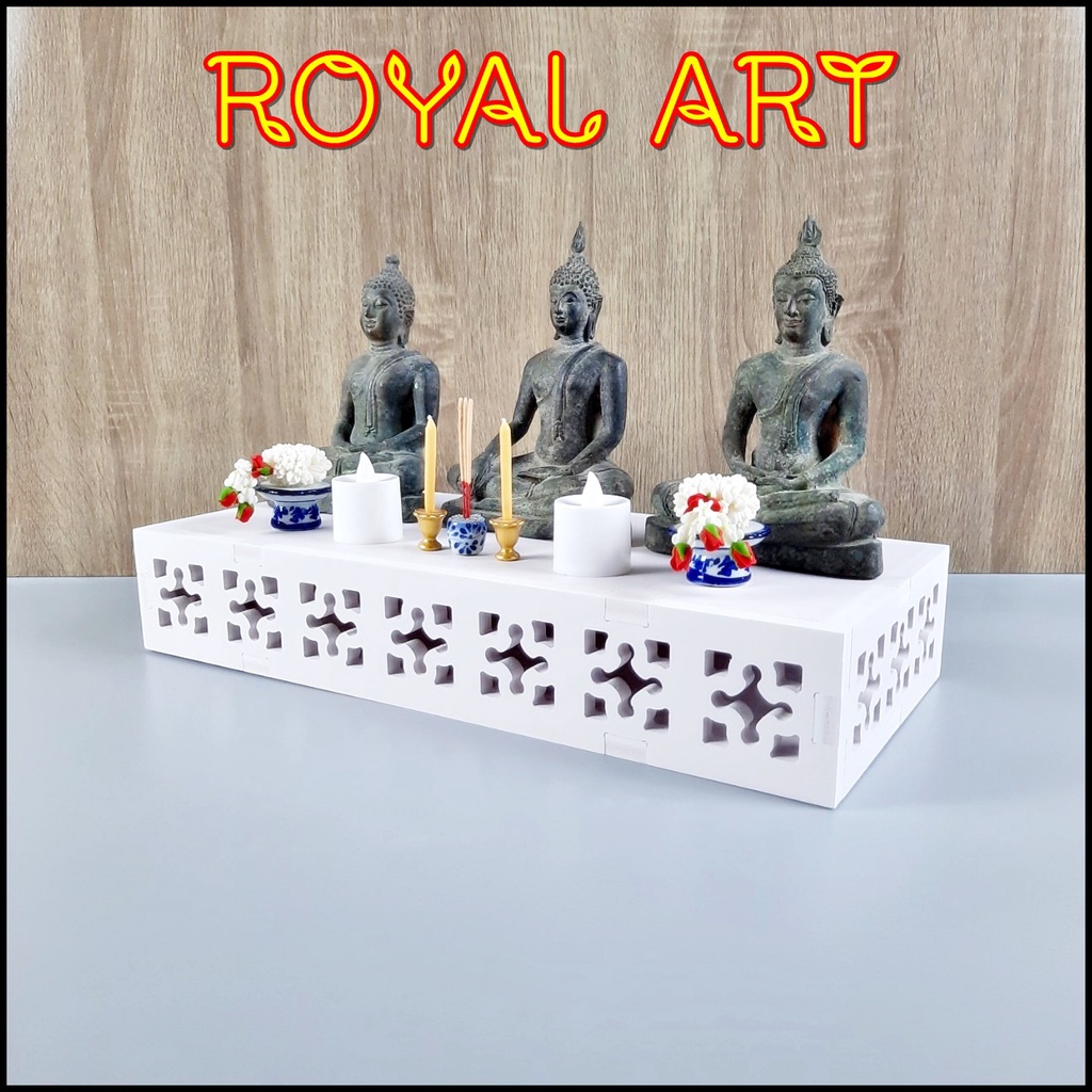 หิ้งพระตั้งโต๊ะ ติดผนัง ทรงกล่อง ฉลุลาย หิ้งพระโมเดิร์น มินิมอล มี 2 ขนาด k10-shbox01