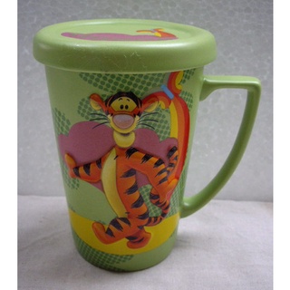 Pladao Ceramic แก้วกาแฟ มัค Tigger Spring Time มาพร้อมฝาปิดที่ใช้รองแก้วได้ด้วย สีส้ม oz.