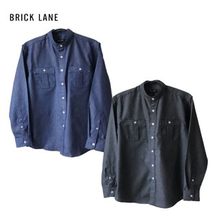 BRICK LANE - เสื้อเชิ้ตผู้ชาย แขนยาว รุ่น Chambray Band Collar Shirt