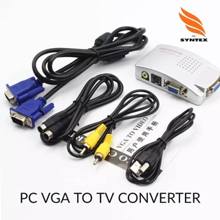 PC To TV Converter Box VGA to TV AV RCA Signal Adapter Converter Video Switch Box Composite Supports NTSC...