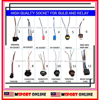 ซ็อกเก็ตปลั๊กไฟหน้ารถยนต์ H1 H4 H7 H8 H11 T10 T20 1141 1016 T20 5PIN