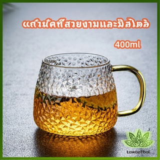 Lawan ถ้วยแก้วน้ำชา มีหูจับ ทนต่ออุณหภูมิสูง 400 ml