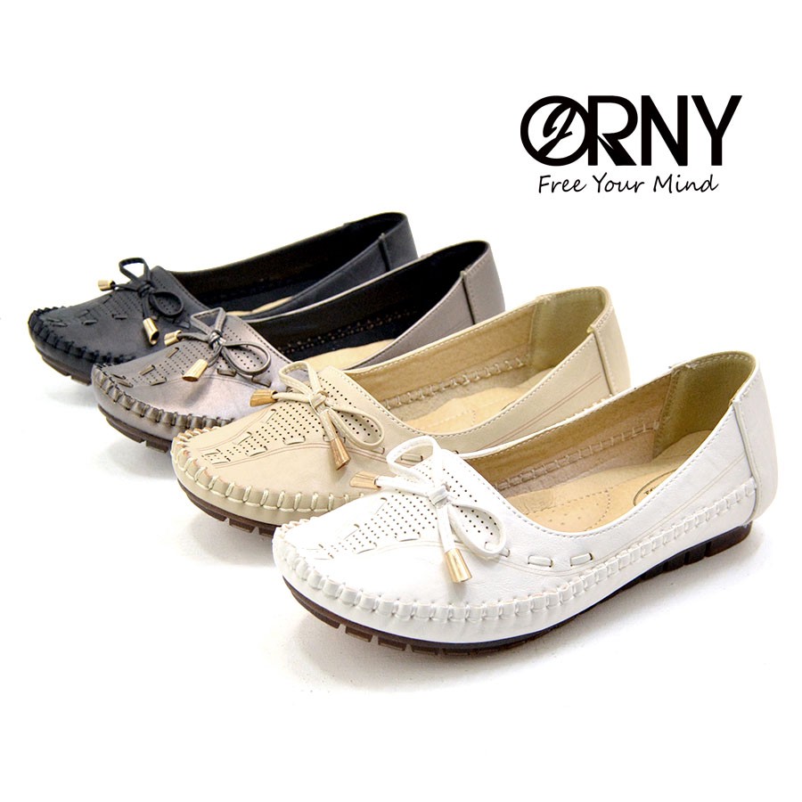 รองเท้าผู้หญิง OY2234 ORNY(ออร์นี่) รองเท้าคัชชู พื้นบุฟองน้ำนุ่ม หนังนิ่มมาก ใส่สบาย เพื่อสุขภาพเท้า