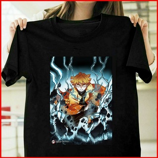 เสื้อยืดผ้าฝ้าย เสื้อยืด แบบนิ่ม ระบายอากาศได้ดี พิมพ์ลายอนิเมะกราฟิก Zenitsu Demon Slayer Kimetsu No Yaiba สําหรับผู้ชา