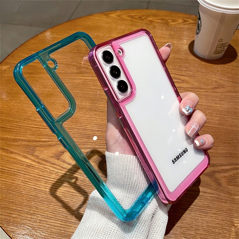 เคสอะคริลิคใส กันกระแทก HD สีแคนดี้ สําหรับ Samsung S22 Ultra S21 Plus FE A53 A73 A33
