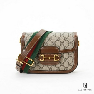 GUCCI HORSEBIT 1955 MINI BROWN GG SUPREME MONOGRAM GHW