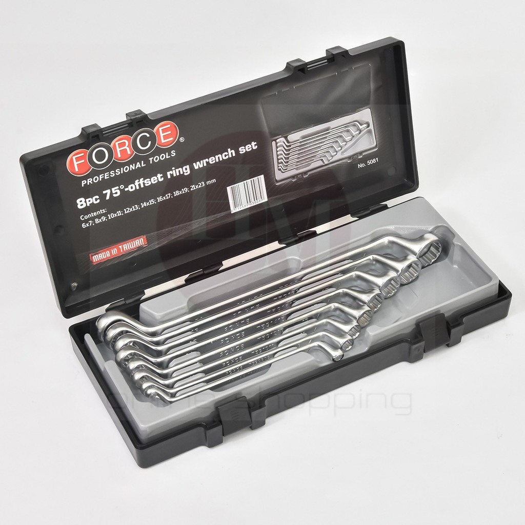 FORCE ประแจ ประแจแหวน ชุดประแจแหวน 75 องศา 8 ชิ้น (มิล) Model 5081