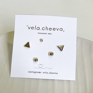 vela.cheeva : jewelry เซตต่างหู ต่างหูแฟชั่น สไตล์มินิมอล เรียบง่าย ใส่แล้วน่ารักมากๆ ( gold )