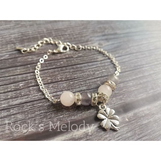 สร้อยข้อมือหินอเมทิสต์และโรสควอตซ์ กำไลหินแท้ Amethyst Rose Quartz Bracelet