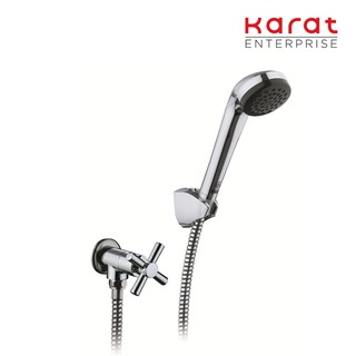 Karat Faucet ก๊อกเดี่ยวติดผนัง พร้อมฝักบัวสายอ่อนสีโครเมี่ยม รุ่น EC-01-476B-50