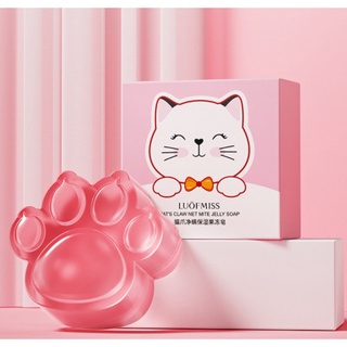 สบู่ขัดตัวมีถุงขัดตัวในกล่อง Luofanmeixi cats claw moisturizing jelly soapสบู่รูปอุ้งเท้าแมวสบู่อาบน้ำลดอาการ