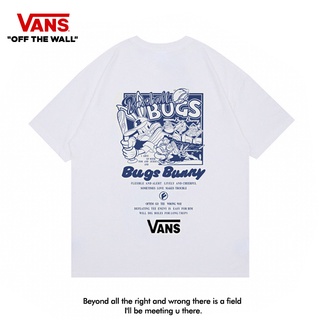 เสื้อยืดแขนสั้นพิมพ์ลายVans Vance Bugs Bunny joint เสื้อยืดแขนสั้น คอกลม ผ้าฝ้าย ทรงหลวม สําหรับผู้ชาย และผู้หญิง#เสื้อย