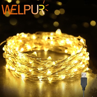 Welpur สายไฟ Led ทองแดง Usb สําหรับตกแต่งปาร์ตี้คริสต์มาส 2 เมตร 5 เมตร 10 เมตร