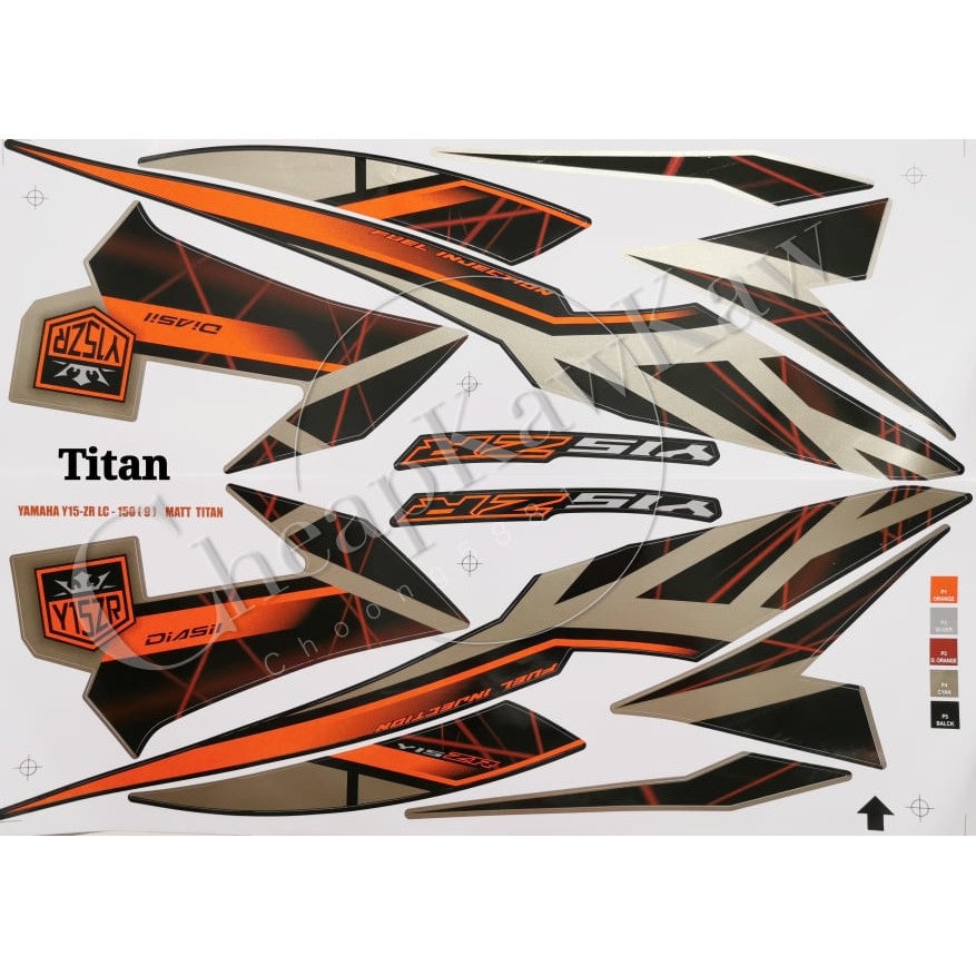 Ysuku Y15 Y15ZR LC150 Body Cover Stripe Sticker 2021 ( 9 ) Titan / Cyan / น้ําเงิน / แดง -