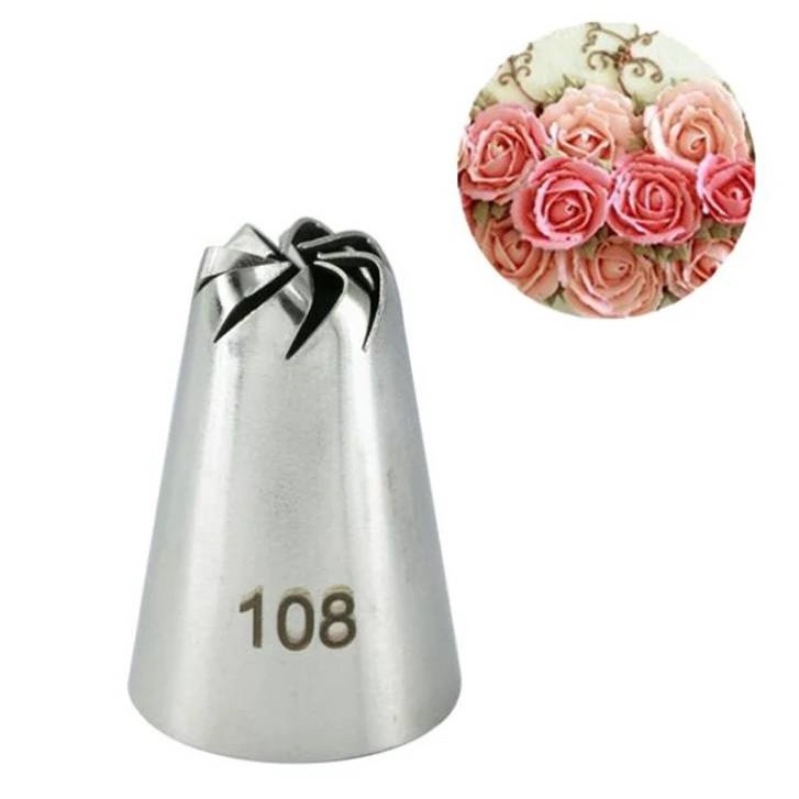 หัวบีบวิปครี สแตนเลส เบอร์ 108 รูปดอกไม้ Drop Flower