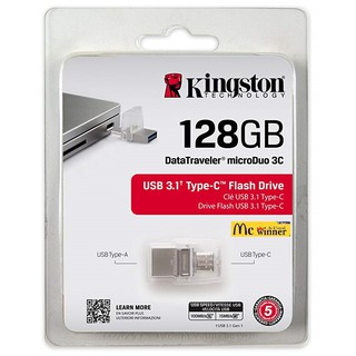 128GB FLASH DRIVE (แฟลชไดร์ฟ) KINGSTON DATA TRAVELER MICRODUO 3C (DTDUO3C/128GB) - รับประกัน 5 ปี