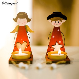 🌲❄New!Wooden Angle Doll Metal  Holder Candlestick Christmas Party Desk