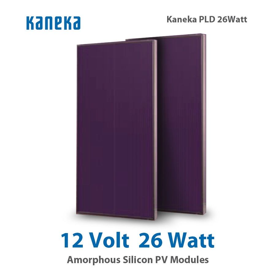 แผงโซล่าเซลล์แพ็คคู่ ชนิดอะมอร์ฟัสซิลิคอน Kaneka PV รุ่น PLD-26 ให้กำลังไฟ 12V 26Watt แผงญี่ปุ่น (บร