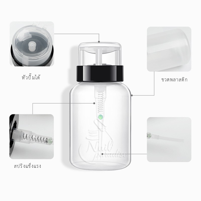 ขวดปั๊ม พร้อมส่งทุกวัน ปั๊มน้ำยาต่างๆ ความจุ200ml. สำหรับใส่น้ำยาล้างเล็บ หรือของเหลว ใช้งานสะดวก