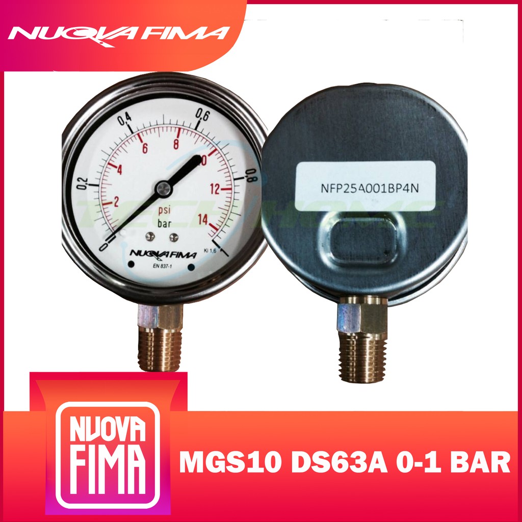 "NUOVA FIMA" PRESSURE GAUGE 2.5" 01 BAR (14.5PSI) เกจวัดแรงดัน