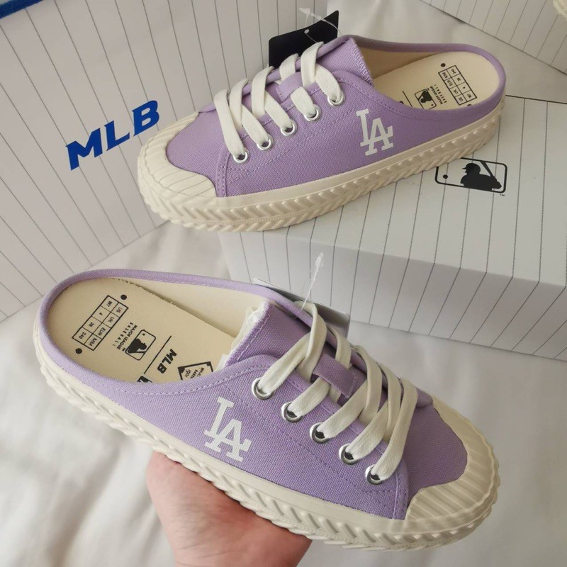 พร้อมส่ง รองเท้า MLB playball origin mule สีม่วง logo LA (grapes)(grapes) (ส้นสูง 4cm.)