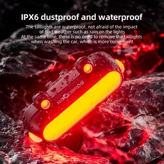 【TH Delivery】ROCKBROS ไฟท้ายจักรยานรูปกบ IPX6 กันน้ํา ไฟเตือน 5 โหมด Type-C 180°ไฟท้ายจักรยาน อุปกรณ์เสริม