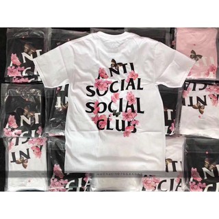 ชมพู​ L​  พร้อมส่ง​ Anti social social club assc Butterfly Sakura short sleeve tee