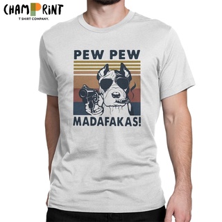 เสื้อยืดแขนสั้น คอกลม ผ้าฝ้าย 100% พิมพ์ลาย Pew Pew Madafakas สไตล์วินเทจ สําหรับผู้ชายS-5XL