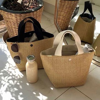 กระเป๋าสานทรงTote(พร้อมส่ง) กระเป๋าBeach Bag กระเป๋าสะพายข้างสำหรับหญิง นำเข้าสไตล์เกาหลีเที่ยวทะเลสุดฮิต กระเป๋าผู้หญิง